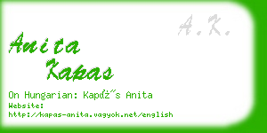 anita kapas business card